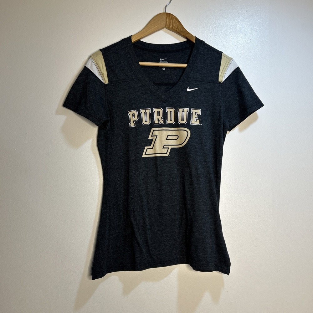 Purdue University Nike Womens V-Neck Shirt Short Sleeve Size Medium Boilermakers